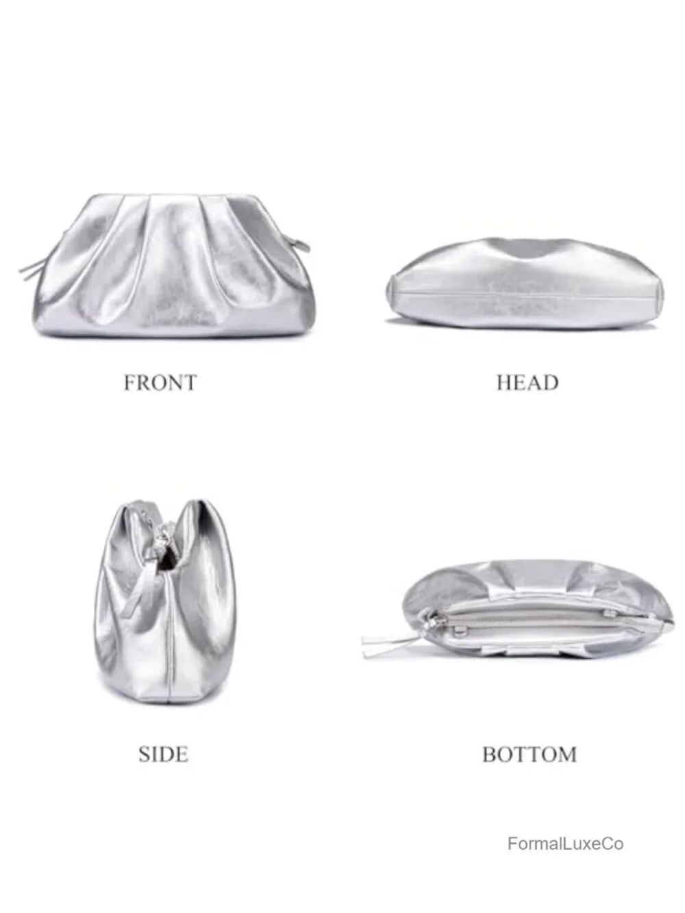 Shiny PU Leather Pleated Evening Clutch Bag with Shoulder Strap